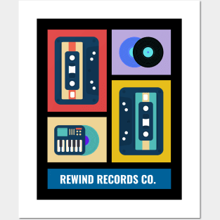 Vintage Rewind Record Co. Graphic & Text Tee Posters and Art